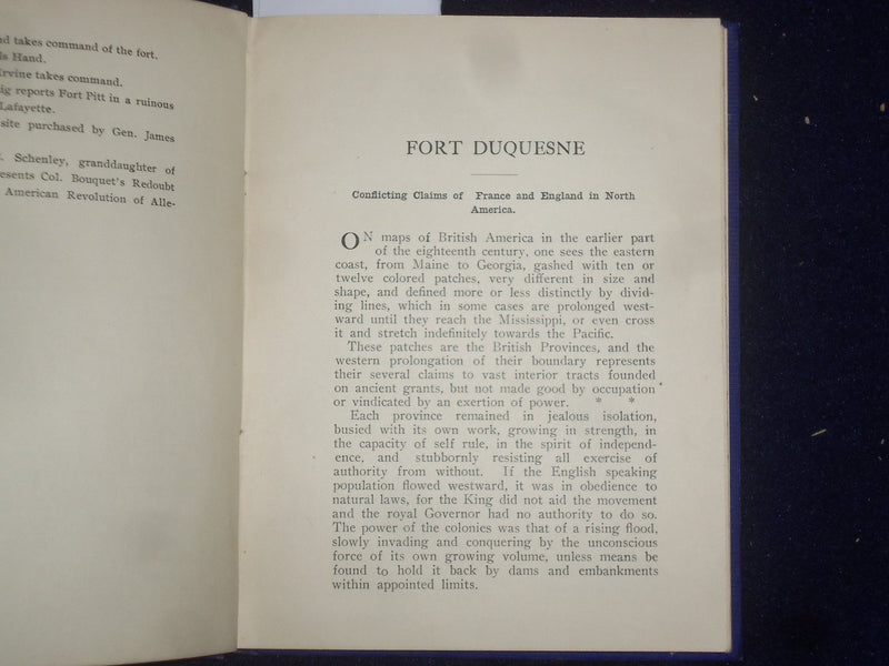 1907 FORT DUQUESNE AND FORT PITT HARDCOVER BOOK - 3RD EDITION - KD 9122