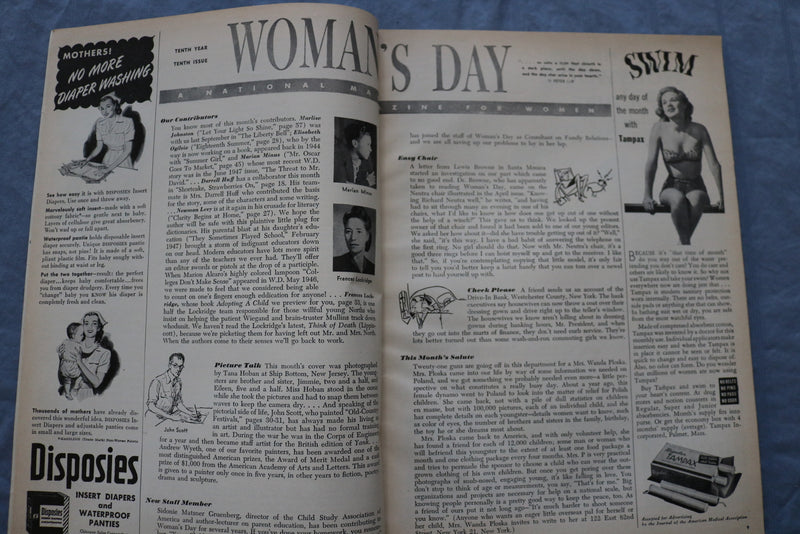 1947 JULY WOMAN'S DAY MAGAZINE - GREAT COVER, ARTICLES & ADS - ST 1000S