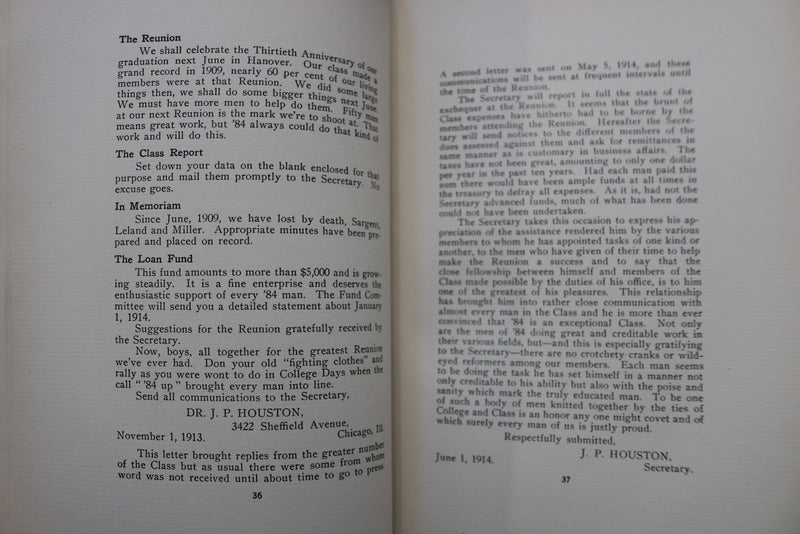 1909-1914 DARTMOUTH 1884 SOFTCOVER BOOK - K 1337