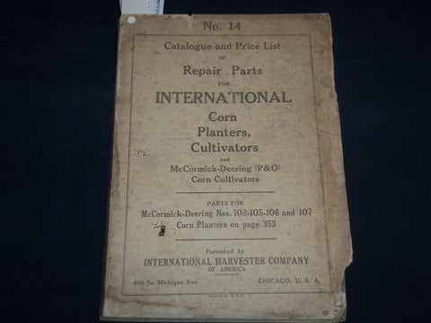 1925 INTERNATIONAL HARVESTER CATALOG AND PRICE LIST FOR REPAIR PARTS - J 8588
