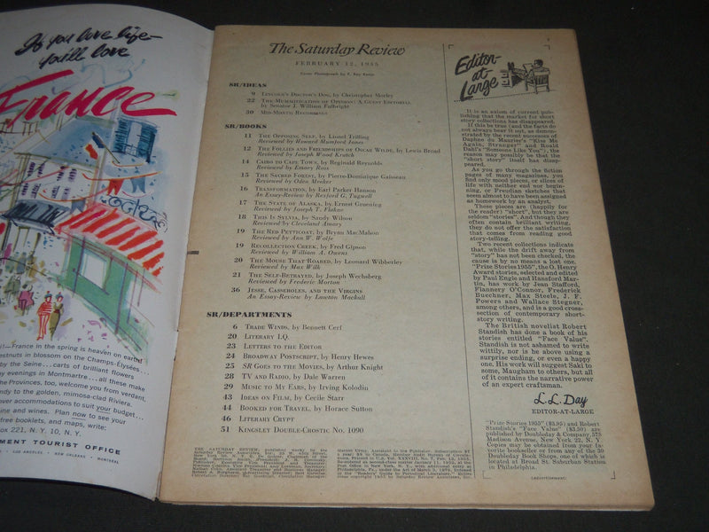1955 FEB 12 SATURDAY REVIEW OF LITERATURE MAGAZINE - LIONEL TRILLING - ST 4933