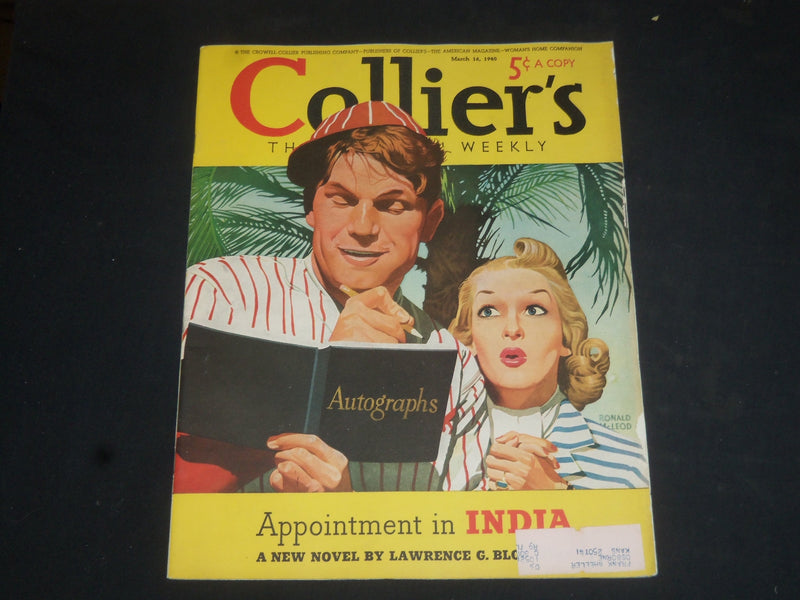 1940 MARCH 16 COLLIER'S MAGAZINE - APPOINTMENT IN INDIA - COCA-COLA AD - SP 8271
