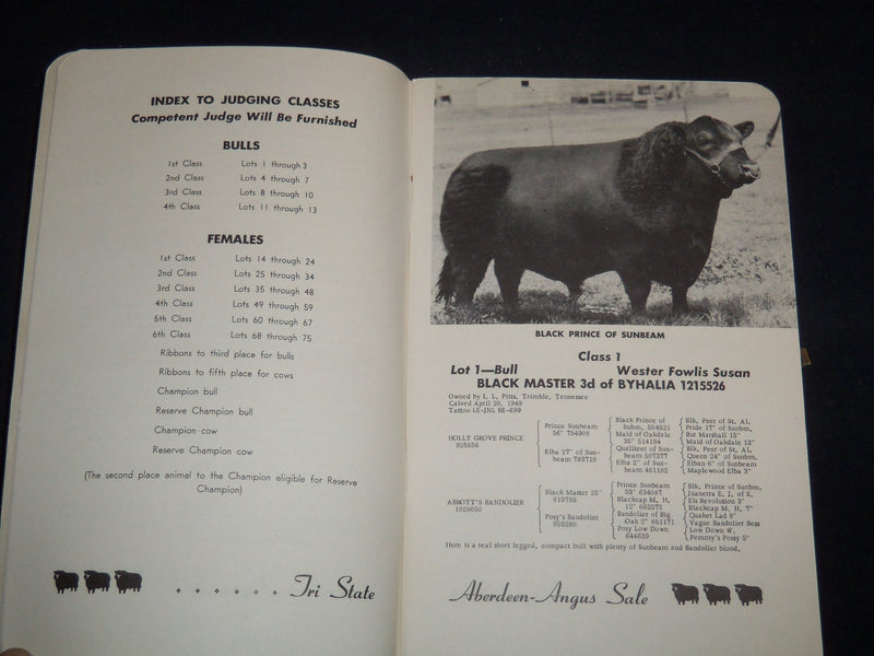 1952 TRI-STATE ABERDEEN-ANGUS BREEDERS' SALE CATALOG - SHELBY COUNTY - J 9109