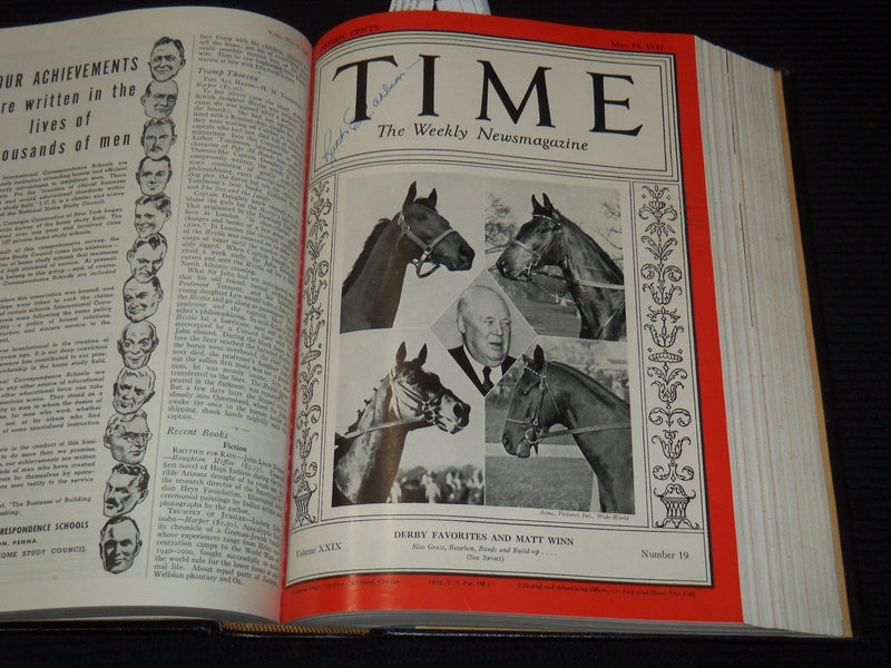 1937 APRIL-JUNE TIME MAGAZINE BOUND VOLUME - GREAT COVERS - NICE ADS - KD 3806M