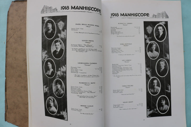 1918 MANHISCOPE - MANUAL TRAINING HIGH SCHOOL - PEORIA - SOFTCOVER BOOK - K 3442