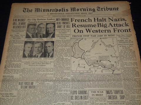 1939 SEPTEMBER 25 MINNEAPOLIS MORNING TRIBUNE - FRENCH HALT NAZIS - NT 9541
