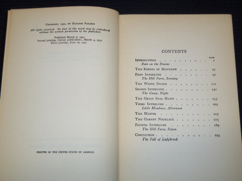 1931 LADYBROOK HARDCOVER BOOK BY ELEANOR FARJEON - KD 7936