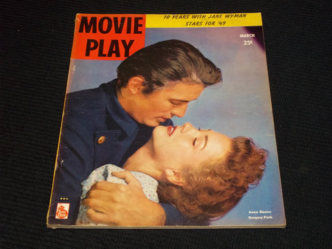 1949 MARCH MOVIE PLAY MAGAZINE - ANNE BAXTER GREGORY PECK FRONT COVER - E 15161