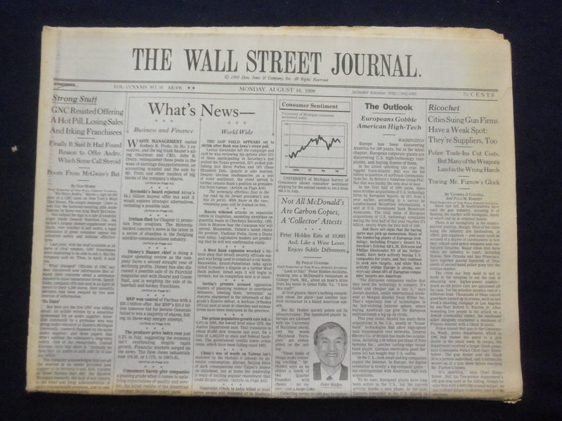 1999 AUG 16 THE WALL STREET JOURNAL - GNC RESISTED OFFERING A HOT PILL - WJ 343