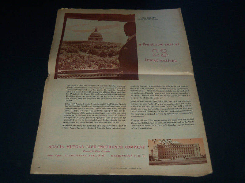 1957 JAN 21 WASHINGTON EVENING STAR NEWSPAPER - INAUGURAL SOUVENIR SECT- NP 3762