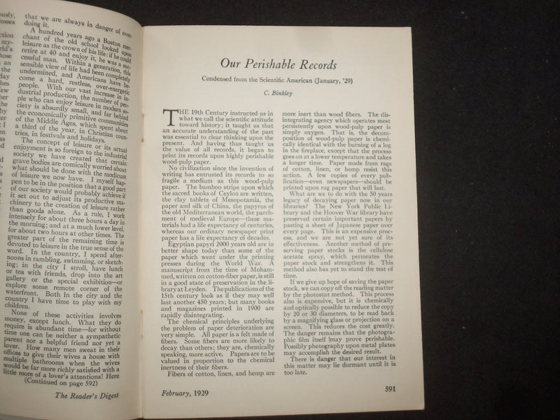 1929 FEBRUARY THE READER'S DIGEST SOFTCOVER BOOK- NUMBER 82- GREY COVERS- J 9924
