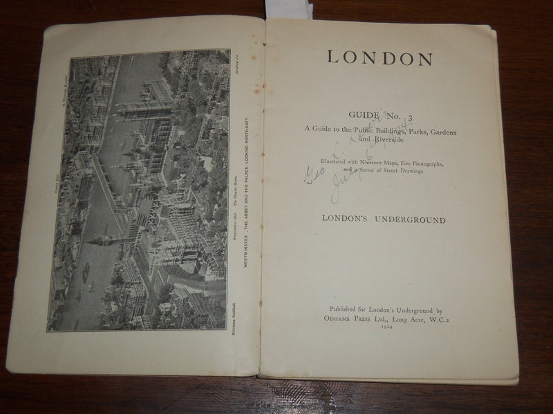 1924 LONDON GUIDE NO. 3 - LONDON'S UNDERGROUNG - FOLD-OUT MAP - K 1223