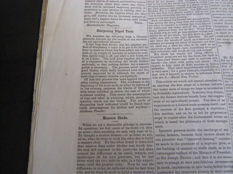 1856 FEBRUARY 1 THE WORKING FARMER DEVOTED TO AGRICULTURE NEWSPAPER - NP 4248