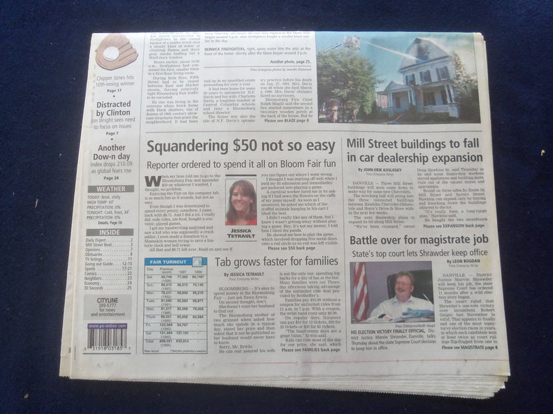 1998 OCT 2 PRESS-ENTERPRISE NEWSPAPER - BLOOMSBURG, PA - LANDMARK FIRE - NP 6140