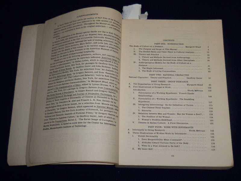 1953 THE STUDY OF CULTURE AT A DISTANCE BOOK EDITED BY MARGARET MEAD - KD 2759I