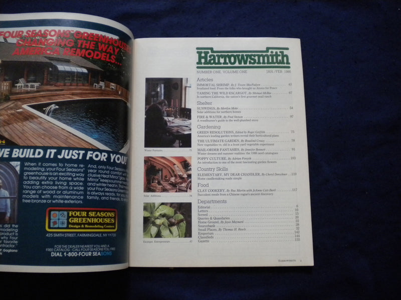 1986 JAN/FEB HARROWSMITH MAGAZINE - PREMIER EDITION - VOL. I, NO. 1 - B 2875L