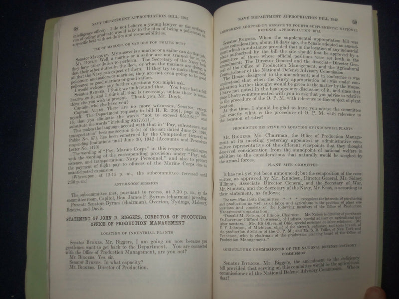1942 NAVY DEPARTMENT APPROPRIATION BILL FOR 1942 - J 6459