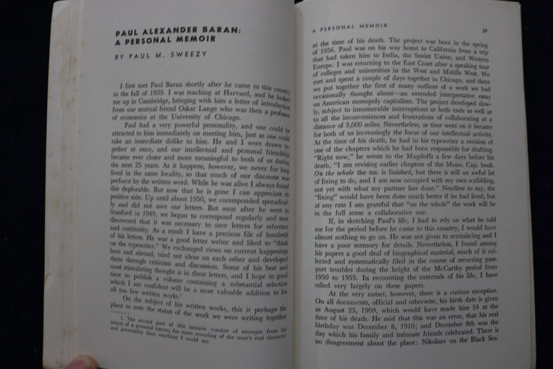 1965 MARCH MONTHLY REVIEW MAGAZINE-TO THE MEMORY OF PAUL ALEXANDER BARAN- K 1601