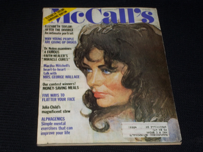 1974 SEPTEMBER MCCALL'S MAGAZINE - LIZ TAYLOR FRONT COVER - E 709