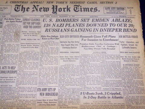 1943 DEC 12 NEW YORK TIMES - 138 NAZI PLANES DOWNED TO OUR 20 - NT 1743