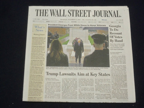 2020 NOVEMBER 12 THE WALL STREET JOURNAL -GEORGIA TO DO RECOUNT OF VOTES BY HAND