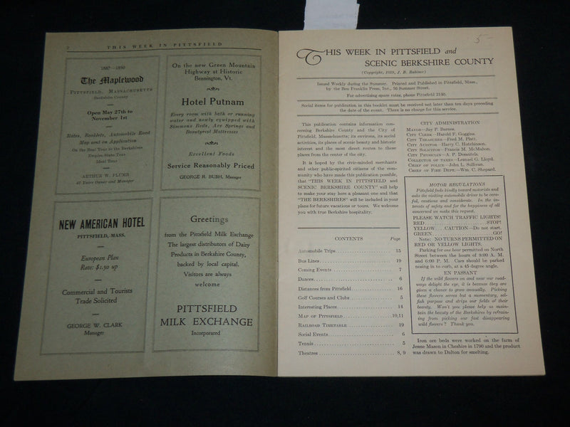 1930 THIS WEEK IN PITTSFIELD MAGAZINES LOT OF 2 ISSUES - J 6634