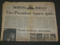1973 OCTOBER 11 THE MORNING HERALD NEWSPAPER - SPIRO AGNEW QUITS - NP 3298