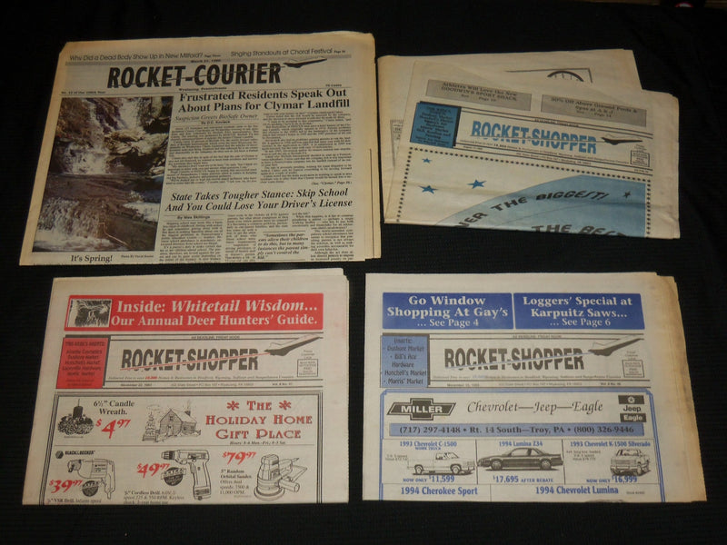 1991-1999 ROCKET COURIER - SHOPPER NEWSPAPERS LOT OF 18 - WYALUSING PA -NP 4250D