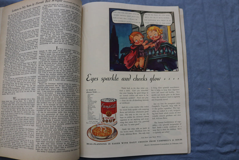 1933 FEBRUARY COSMOPOLITAN MAGAZINE -HARRISON FISHER COVER- GREAT ADS - ST 1001V