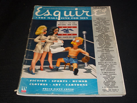 1943 NOVEMBER ESQUIRE MAGAZINE - VERY NICE FRONT COVER & ADS - E 5146