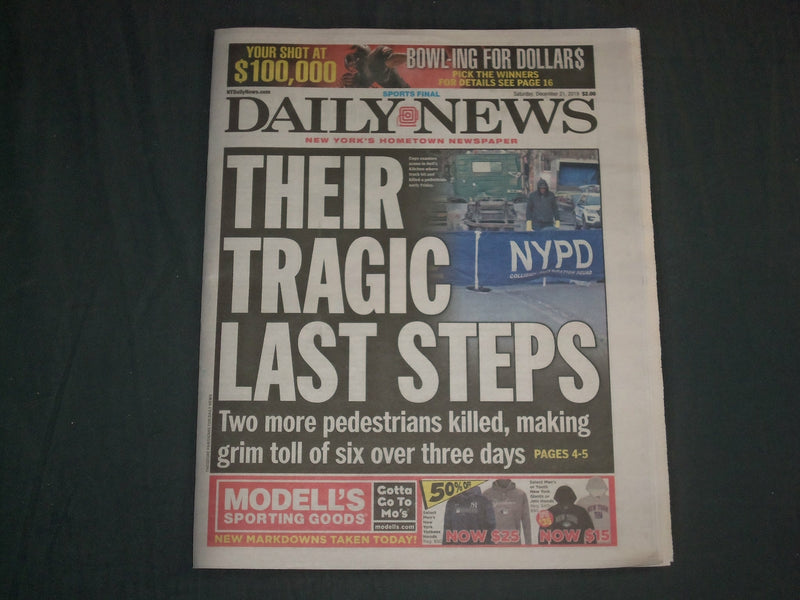 2019 DECEMBER 21 NEW YORK DAILY NEWS NEWSPAPER - COLE VS. DEGROM IN PITCHER DUEL