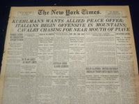 1918 JUNE 26 NEW YORK TIMES - KUEHLMANN WANTS ALLIED PEACE OFFER - NT 9094