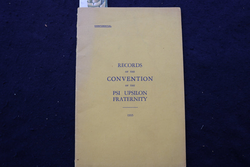 1935 PSI UPSILON GRATERNITY CONVENTION RECORDS SOFTCOVER BOOK - K 836
