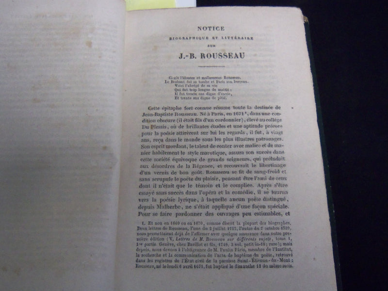 1852 OEUVRES LYRIQUES DE B. ROUSSEAU VOLUME BY M. E. MANUEL - KD 4815J