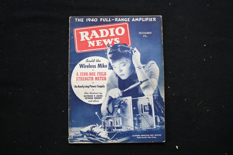 1939 DECEMBER RADIO NEWS MAGAZINE - LEONORE KINGSTON, NBC, W9CHD COVER - E 10592
