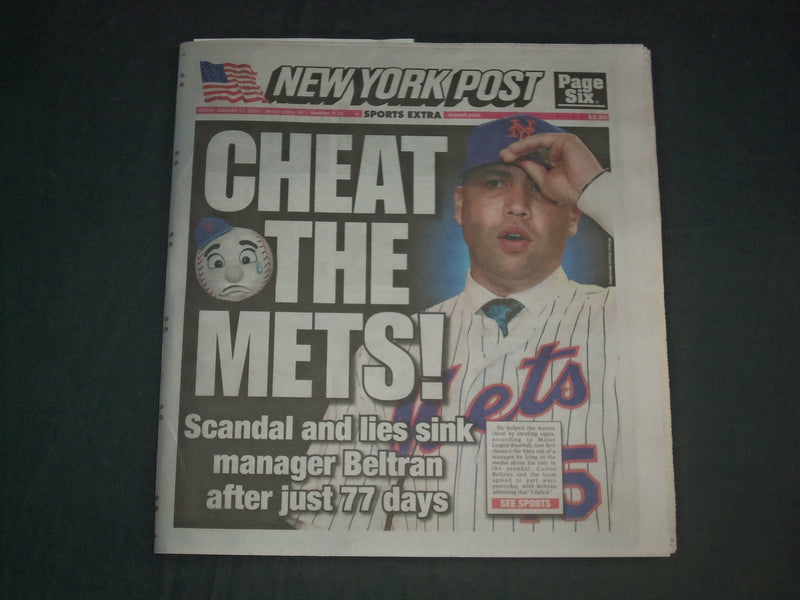 2020 JANUARY 17 NEW YORK POST NEWSPAPER - CARLOS BELTRAN FIRED BY NEW YORK METS