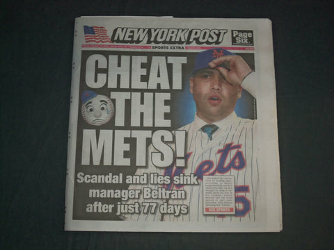 2020 JANUARY 17 NEW YORK POST NEWSPAPER - CARLOS BELTRAN FIRED BY NEW YORK METS