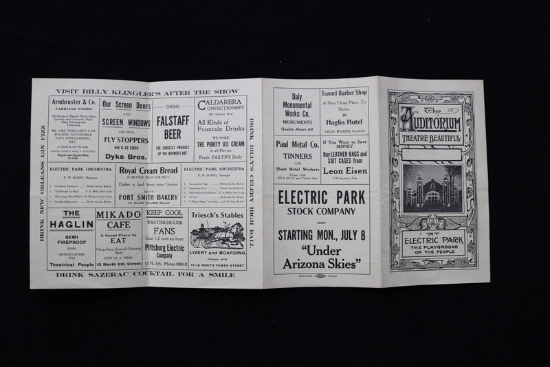 1920'S THE AUDITORIUM THEATRE BEAUTIFUL AT ELECTRIC PARK PROGRAM - K 1898
