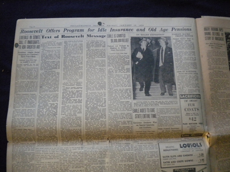 1935 JAN 18 PHILADELPHIA RECORD NEWSPAPER - HAUPTMANN CRACKS UNDER FIRE- NP 6011