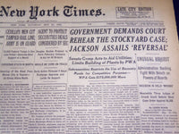 1938 MAY 21 NEW YORK TIMES - GOVERNMENT DEMANDS COURT REHEAR STOCKYARD - NT 686