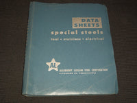 1960'S DATA SHEETS SPECIAL STEELS CATALOG - ALLEGHENY LUDLUM STEEL - KD 3912N