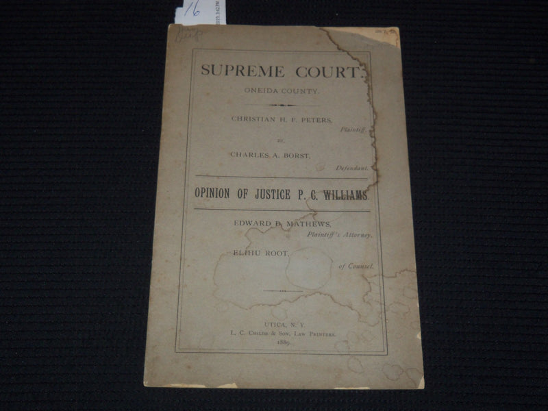 1889 ONEIDA COUNTY SUPREME COURT OPINION OF JUSTICE P. C. WILLIAMS - K 3108