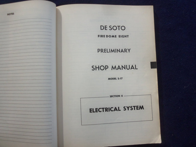 1951 DESOTO FIRE DOME EIGHT PRELIMINARY SHOP MANUAL SOFTCOVER BOOK - KD 8715