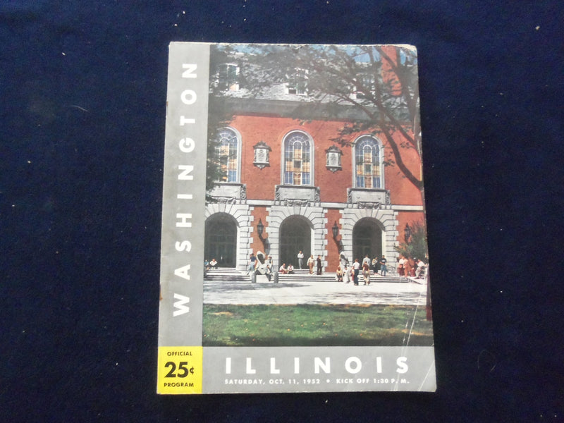 1952 OCTOBER 11 FOOTBALL PROGRAM - UNIV WASHINGTON VS. UNIV ILLINOIS - SP 5454P