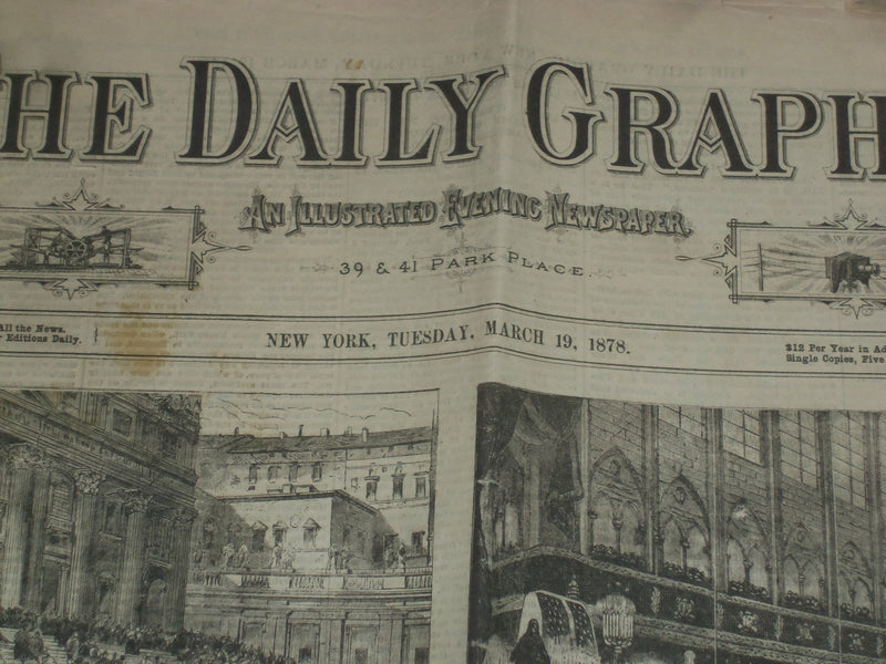 1878 MARCH 19 THE DAILY GRAPHIC - PIUS IX FUNERAL - AMERICAN COLLEGE - NP 5074