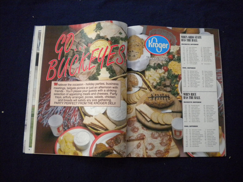 1993 SEPTEMBER 4 FOOTBALL PROGRAM - OHIO STATE UNIV VS RICE UNIV - SP 3625A