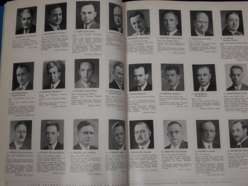 1937 FIFTH INTERNATIONAL CONGRESS OF RADIOLOGY ICR CATALOGUE - PHOTOS - J 1931