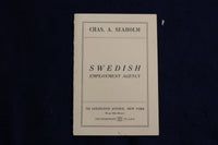 1917 SWEDISH EMPLOYMENT AGENCY SOFTCOVER BOOKLET BY CHAS. A. SEAHOLM - K 1351