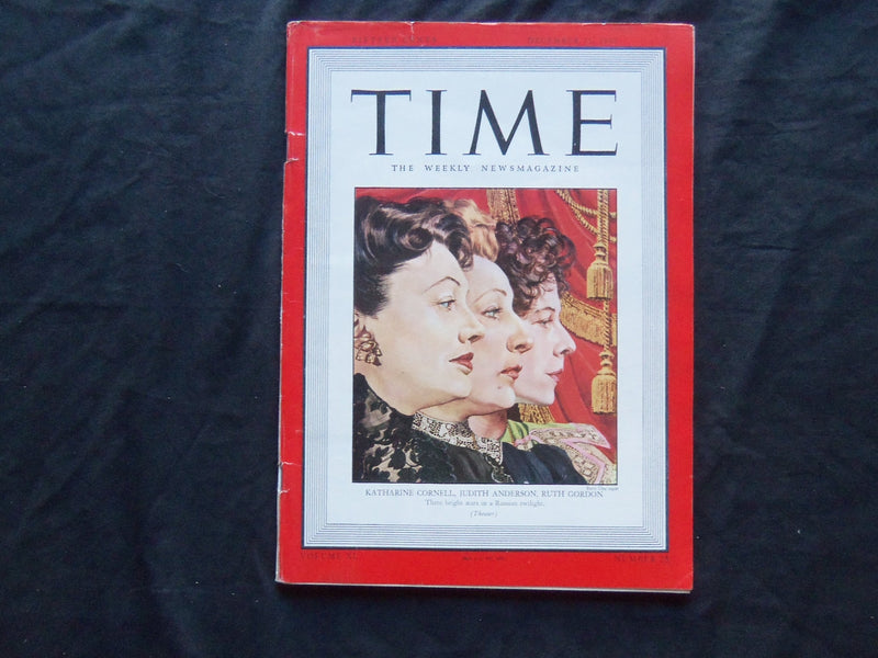 1942 DECEMBER 21 TIME MAGAZINE - K. CORNELL, J. ANDERSON & R. GORDON - T 845
