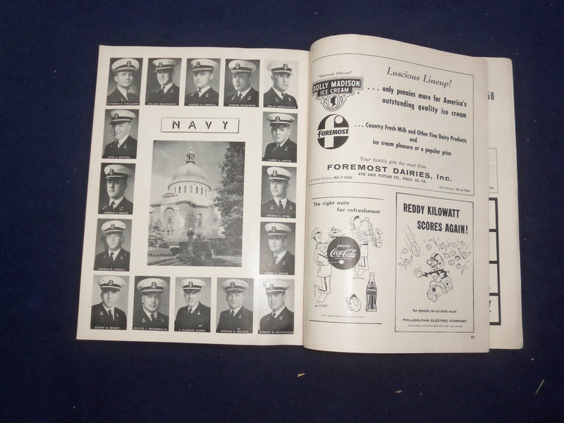 1957 OCTOBER 26 NAVY VS. PENNSYLVANIA FOOTBALL PROGRAM - NICE PHOTOS - J 9455